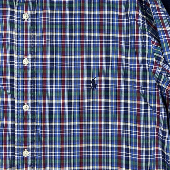 Polo Ralph Lauren Classic Fit Plaid Stretch Poplin‎ Shirt, Blue Multi Large Tall - Picture 3 of 8